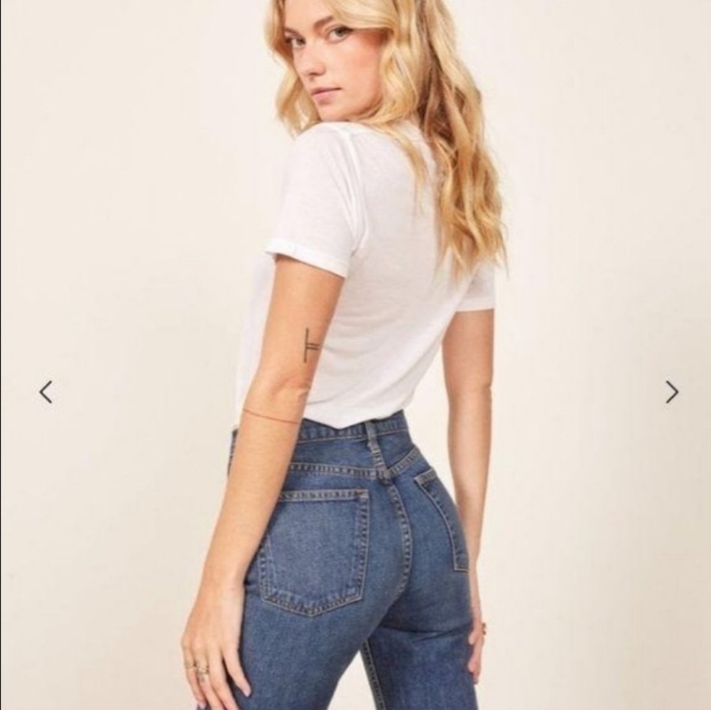 Reformation Julia Crop High Cigarette Jeans Denim.